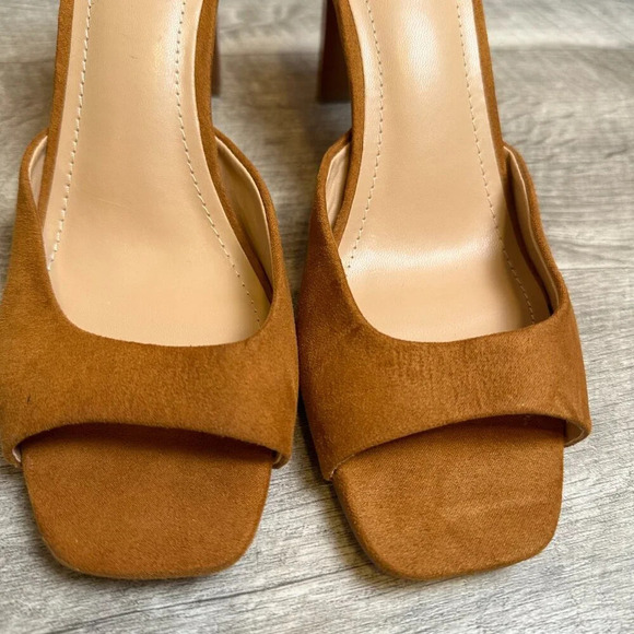 JustFab Azalea Mule Heeled Sandal in Brown Size US 6.5 - Picture 5 of 6